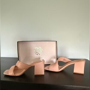Vince Camuto Jinani Block Heel Sandals, Square Open Toe- Peony Pink Size 8 NEW